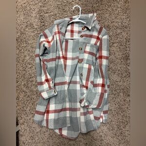 Plaid Button-Up long sleeve coat/shirt